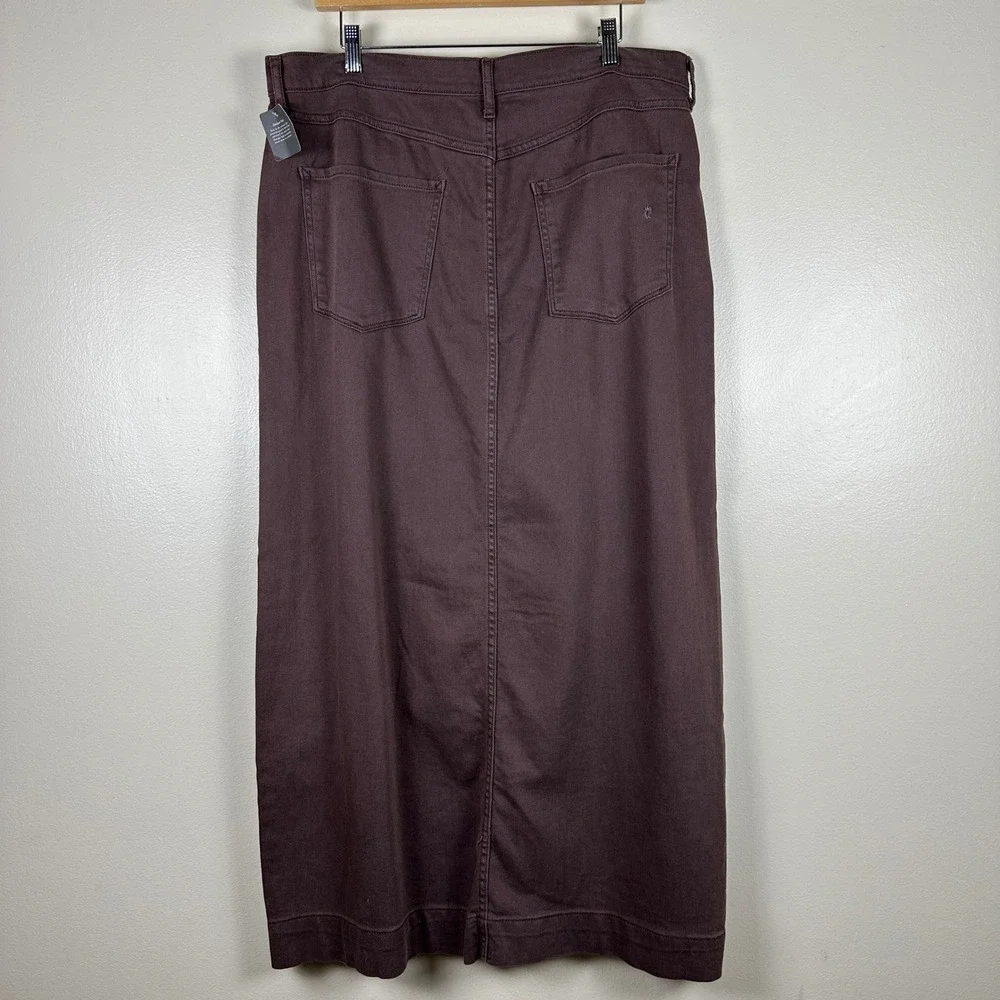 a.n.a Women's 16 Maxi Skirt Puce Brown High Rise Tencel Blend Slit Front NEW
